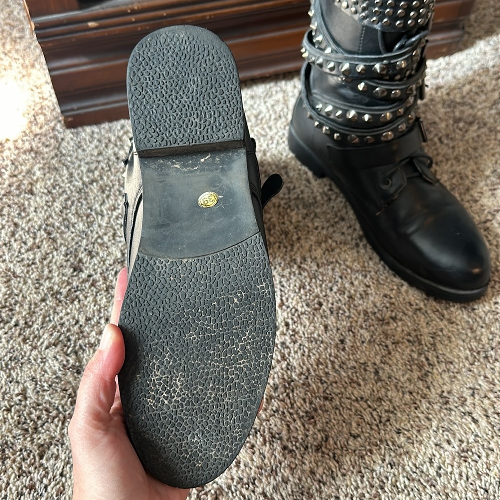 Studded Leather Moto Boots - Picture 5 of 10